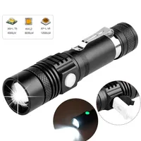 Flashlights Torches 6200LM Super Bright Led USB Linterna Torch T6 L2 V6 Power Tips Zoomable Bicycle Light 18650 Rechargeable2942