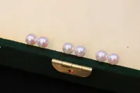 22091303 Diamondbox - Boucles d'oreilles de bijoux perl￩ poteaux d'oreille AU750 18k jaune or AKE 6-7 mm Akoya classique rond Simple Gift Idea