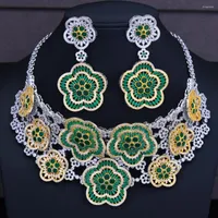 Ketting oorbellen set Missvikki bloem charmes lariat luxe Nigeriaanse Dubai voor vrouwen CZ Wedding Bridal Jewelry 2022