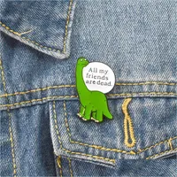 Pinos broches solitários dinossauros pinos de esmalte de desenho animado crachado de animal de papel de broche de lapela verde para jeans jeans jeas engraçadas jóias judeu jóias dhdpa