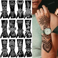 Tatuagens temporárias 12pcs Tattoo Stêncil Hand Henna Modelo de adesivo de arte corporal