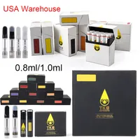 USA Warehouse TKO Extracts Atomizers Vape Cartridges Packaging 0.8ml 1ml Ceramic Coil Glass Tank Empty Carts 510 Thread Thick Oil Dab Pen Vaporizer E Cigarettes