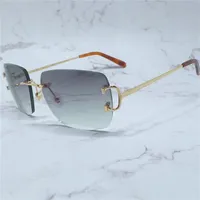 Негабаритные солнцезащитные очки металлические ретро -авторизованный дизайн без оправы французские солнцезащитные очки