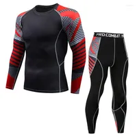 Spares para hombres MMA Sportswear Pantalones de compresi￳n Sports Traje de deportes Fitness Camiseta de piel b￡sica de manga larga Camiseta