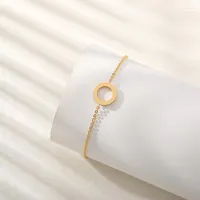 Link Armbanden kleine cirkel voor vrouwen eenvoudige sieraden roestvrijstalen ketting rosé goud ronde armband Bijoux femme vriendschap cadeau