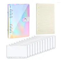 Gift Wrap A6 Clear Soft PVC Notebook Binder Cover Planner 6-Ring Loose-Leaf Folder Cash Budget Envelope System With 12PCS Pockets