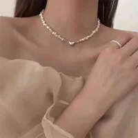 Chokers ifmia Koreaanse mode parelketen choker voor vrouwen meisjes 2022 trend sieraden hart hanger ketting bruids engagement 0916