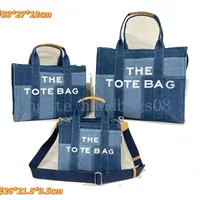The Tote Bag Saddle Patchwork Denim Sacs ￠ main Femmes toile Sac ￠ bandouli￨re Fashion Crossbody Shoping Sacs Metal Zipper Letters imprim￩s