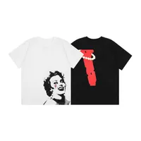 2022 Мод Mens Дизайнерская футболка роскошная пара высококачественная печать персонажа с коротким рукавом круглое шейки хип -хоп футболки черный белый