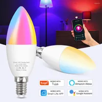 Tuya E14 LED BULB SMART WIFI LIGHT CANDLE BULBS RGBCW 5W Dimmable Voice Work With Alexa Google Home Life 1/2/4/6 PCS