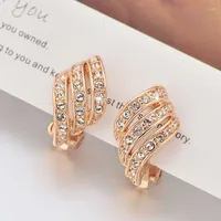 Backs Earrings Korea Design Rhinestone Clip On No Hole Women's Simple Elegant Style Ear Cuff Bridal Wedding Party Jewelry