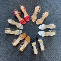 Luxury Classic High Heels Leather Slippers Sandals Suede Designer Mid Heel Women Sandals Summer Sexy Sandal With Box Size 34-42213V