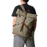 حقيبة الظهر M406 Style Canvas Men European American Outdoor Leisure Schoolbag Bage Leather Leather Countrye Bag