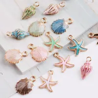 MRHUANG 10pcs Coloful Nautical starfish Sea Enamel Charms Bracelet Necklace Jewelry Accessory DIY Craft