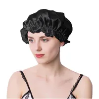 Capas de beanieskull 100% Mulberry Silk Night Tap Capas de ducha Elástica de la moda Big Gonnon para Lady Sleep Cap 19 Momme 220916