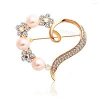 Broschen MZC süßes Herz für Frauen Blumenkanal Pin Perle Kleider Anzug Broche Bijoux Femme Brosh Boutonniere