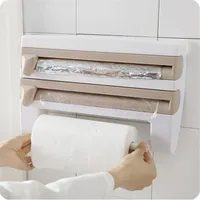 Haken K￼che Multifunktions-Kunststoff-G￼rtelschneider-Wrap-Ablagefilm Triple Roll Paper-Spender Blech Handtuch Hold