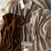 Women's Sweaters Sweater Vest Women Ohals Solid Autumn Fashionable Button Design Female Leisure Sweaters Preppy Style New Arrival Soft Cozy Tops J220915