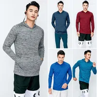 Running Jerseys Men's Undershirt Gym Fitness Tight Hoodie Soccer Training T-Shirt Jogging Hooded Quick Dry Breathable Sports Clothing