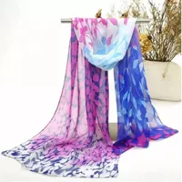 New Arrival Fashion Gorgeous Chiffon Scarves For Women Lady Outdoor Beach Sarongs Leaf Pattern Scarf Mix Colours 15pcs lot 268H