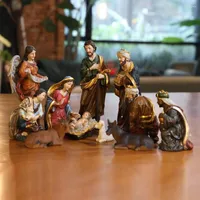 التماثيل الزخرفية Zayton تمثال المشهد المهدف الطفل يسوع يسوع المذود عيد الميلاد السرير المصغرة زخرفة كنيسة عيد الميلاد هدية الديكور المنزل