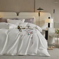 Bettw￤sche Sets Luxus chinesische Blumen Stickerei Baumwollset K￶nigin King Quilt/Bettbedeckungsbett W￤sche ausgestattet Blechkissenwaren