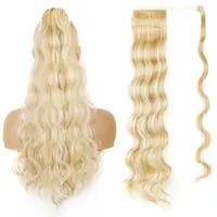 Long Curly Ponytails Natural Hair Extension Synthetic High Temperature Fiber Hair Wrap On Clip Ponytail Hairpiece