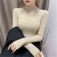 Women's Sweaters Autumn Winter Knitted Jumper Korean Slim Basic Tops Turtleneck Sweaters Casual Sweaters Women Shirt Long Sleeve Bottom Shirt J220915