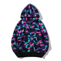 2022 High quality Mens designer hoodies men women stylist shark tiger full zip hoodie jacket color grid Harajuku sweatshirt Fashion co-branding Reflective hoodys