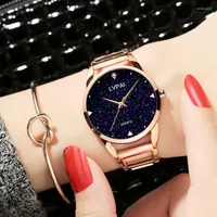 Mujeres de pulsera Lvpai Damen Armband Uhr Wasserdicht Einfache Frauen Modo Casual Kristall Starry Sky Uhren Marke 2022 Neue