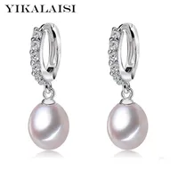 Cheap Accessories Stud Earrings YIKALAISI Natural Freshwater Pearl Jewelry For Office Women 8 9mm Drop 925 Sterling Silver Earrings ...