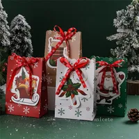 ホームクリスマスデコレーションクリスマスギフトバッグハロウィーンキャンディペーパーバッグバースデーパッケージボウノットスノーフラワーギフトBAGLT036