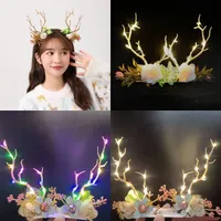 Halloween Christmas LED arco -íris de chapéu brilhante Antlers da cabeça da cabeça Acessórios para cabelos de cabelos Jóias de gancho de cabelo