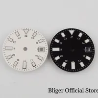 Kits de réparation de montres Noir / blanc 28,5 mm Date de date Fit