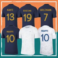 2022 Benzema Mbappe Soccer Jersey 22/23 Griezmann Pogba Kante Maillot Foot Kit Top Shirt Dembele Kimpembe Varane Saliba Digne Giroud Football Men Kids Set