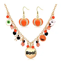 Colares pendentes L Halloween Ghost Colar Crystal Botal Boo Pumpkin Garfa￧a com Brincos Drop Set Delivery 2022 Amajewelry AM26N