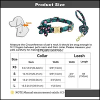 Dog Collars Leashes Engraved Dog Collar And Leash Set Personalized Nylon Pet Flower Collars Walking Lead Rope With Id Tag Accessorie Dhrlv