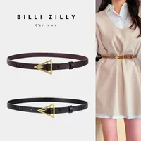 Cinturones jifanpaul nuevo estilo tri￡ngulo hebilla cintur￳n delgado vestido decorativo para mujeres kor