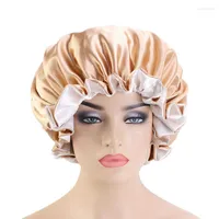 Beanies 2022 Solid Women Satin Bonnet Fashion Stain Silky Big For Lady Sleep Cap Headwrap Hat Hair Wrap Accessories Partihandel