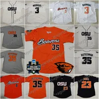 Oregon State Beavers personalizado cualquier nombre en cualquier número de crema naranja Stitched 2018 CWS Patch #35 Adley Rutschman NCAA College Baseball Jerseys 340W