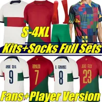 XXXL 4XL 2022 Portugal Joao Felix Soccer Jerseys Bernardo Bruno Fernandes Diogo J. Danilo 22/23 National Team Football Shirt Men Kids Sock Full Set Uniforms