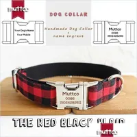 Dog Collars Leashes Personalized Dog Id Tag Collar For Chihuahua Poodle The Red Black Plaid Custom Pet Name And Phone Number 5 Sizes Dhgdi