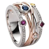 Billiga ringar juvelryters huiran mode korsa kvinnliga fingerring smycken vit/gul bl￥/rosr￶d cz shine sten kv￤llsfest acces ...