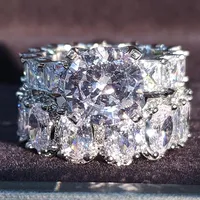 Real 925 Sterling Silver Oval Princess Cut Wedding Ring 세트 여성 약혼 밴드 Etermanity Jewarconia R49752709