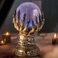 Party Decoration Novelty Demon Hand Magic Plasma Ball Lightwizard Wizard spells Electrostatic Night Light Halloween Decor Lamp 220915