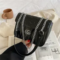 59% Off Shoulder Bags on sell high quality women's solid color foreign style letter chain strip texture French minority