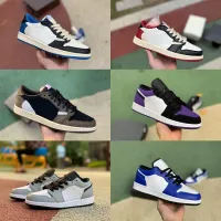 2022 Designer Fragment Jumpman X 1 1S Low Top Casual Basketball Shoes Starfish UNC Court Purple Black Toe Shadow Coach Sneakers P58