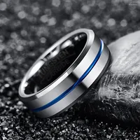 خواتم الزفاف jqueen 8mm عرض الرصاصة الرارب الكربريد 2.3 مم لون الفولاذ سميكة اللون الأزرق المصقول مع الرجال الزاوية