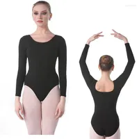Stage Wear Free Ship A Lovely Long Sleeves Basic Cotton Lycra Ballet Leotard With Plain Front And Round Neckline Design Dance 01D0090