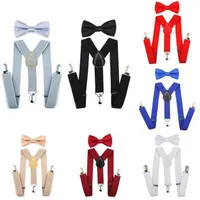 Verstellbare elastische Kinder -Hosenträger mit Bowtie Fliege Krawatte Set passende Bindungen Outfits Hosenträger für Mädchen Boy 7 Farben BBYES293H